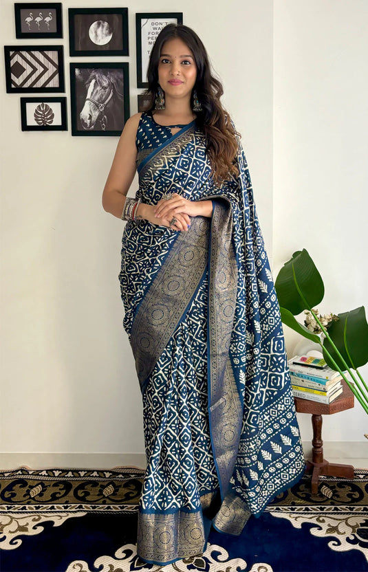 Villagius Partywear Pashmina Silk Saree - Buy @ ₹1499. Apply Code VILLA25 at checkout