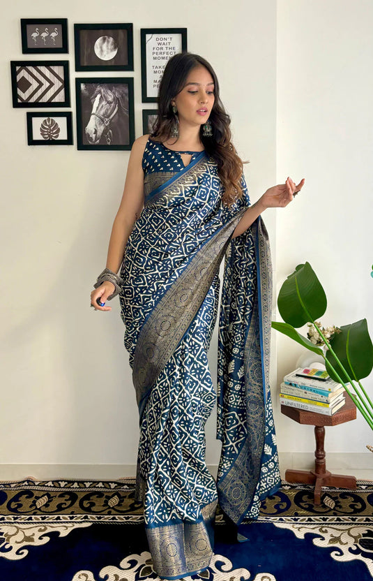 Villagius Partywear Pashmina Silk Saree - Buy @ ₹1499. Apply Code VILLA25 at checkout