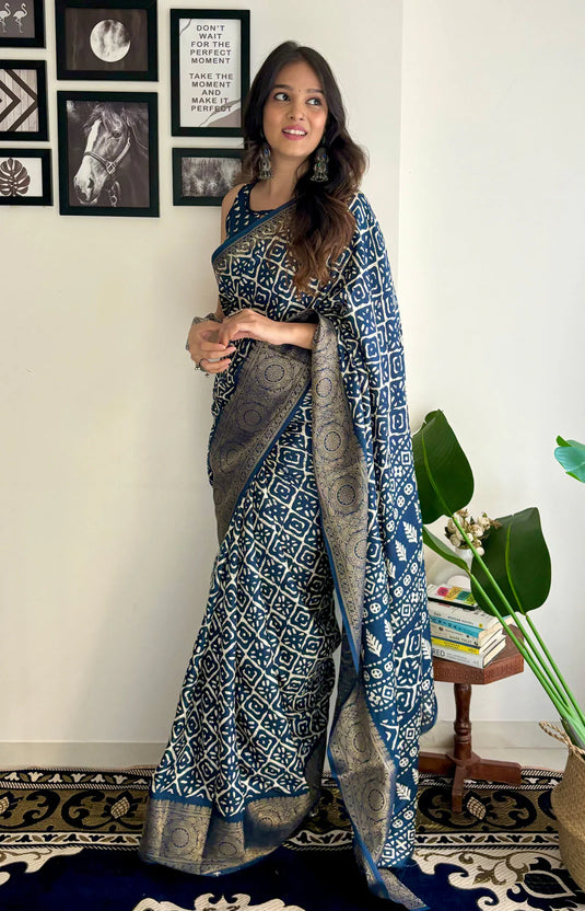 Villagius Partywear Pashmina Silk Saree - Buy @ ₹1499. Apply Code VILLA25 at checkout