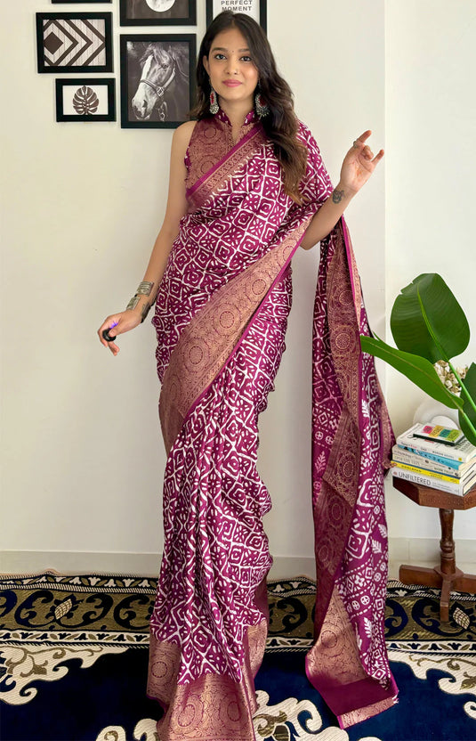 Villagius Partywear Pashmina Silk Saree - Buy @ ₹1499. Apply Code VILLA25 at checkout