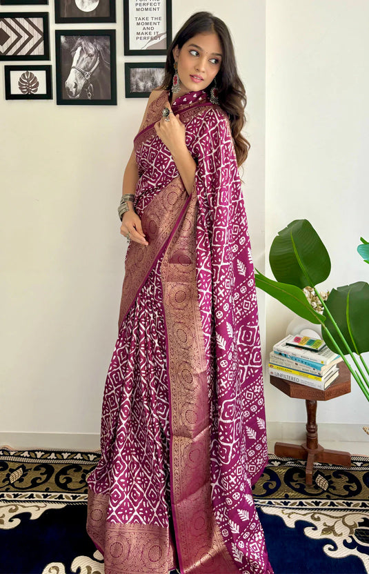 Villagius Partywear Pashmina Silk Saree - Buy @ ₹1499. Apply Code VILLA25 at checkout