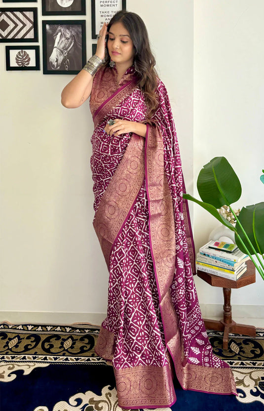 Villagius Partywear Pashmina Silk Saree - Buy @ ₹1499. Apply Code VILLA25 at checkout