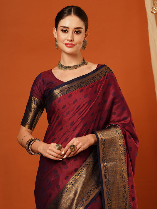 VILLAGIUS Embellished, Self Design, Woven Mysore Cotton Silk Saree