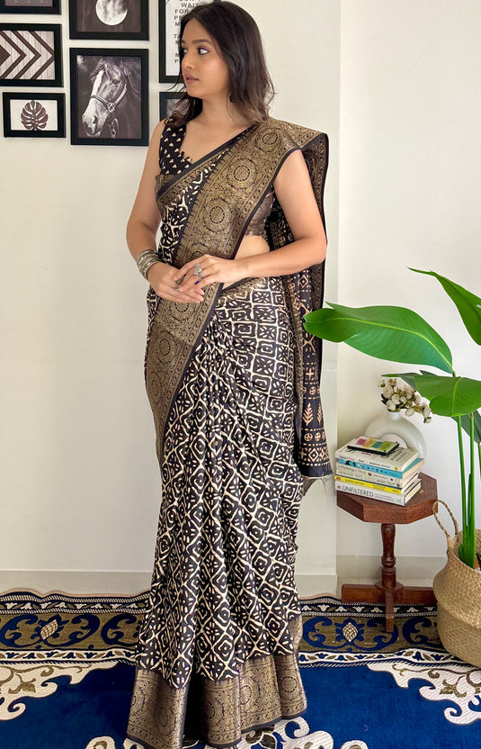 Villagius Partywear Pashmina Silk Saree - Buy @ ₹1499. Apply Code VILLA25 at checkout