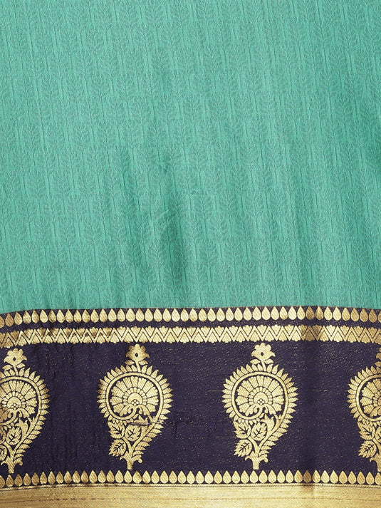 Villagius Jaccard Jaccard Embellished Zari Work Partywear Cotton Silk Sea Green Colour Anjni_Rama Saree