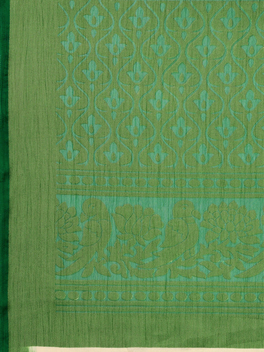 Villagius Printed Zari Border Festive Chiffon Green Color CF1100_GREEN  Saree