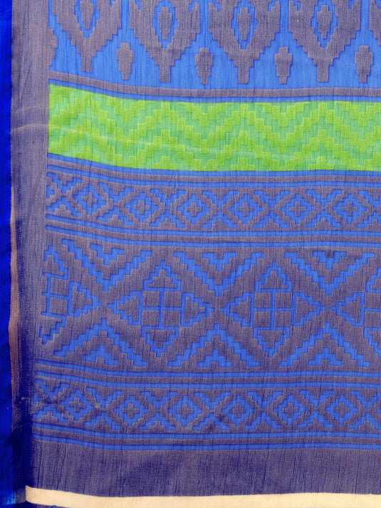 Villagius Printed Zari Border Festive Chiffon Blue Color CF1200_BLUE Saree