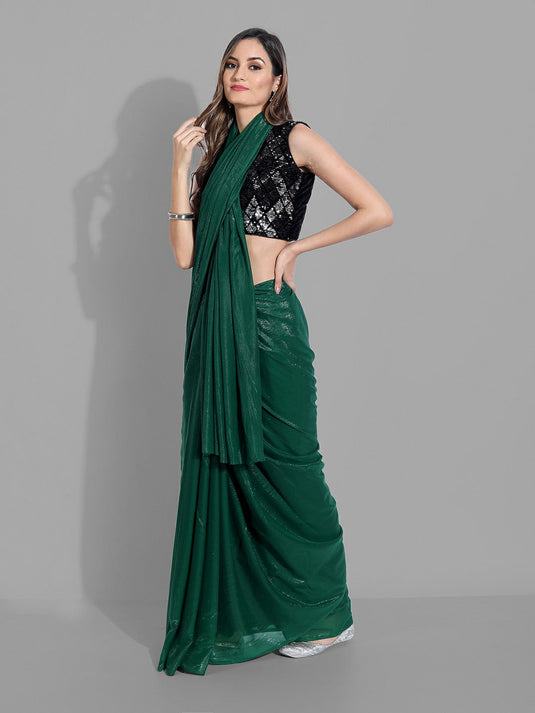 Villagius Sequence Embroidery Partywear Silk Green Color CHAMAK_GREEN Saree