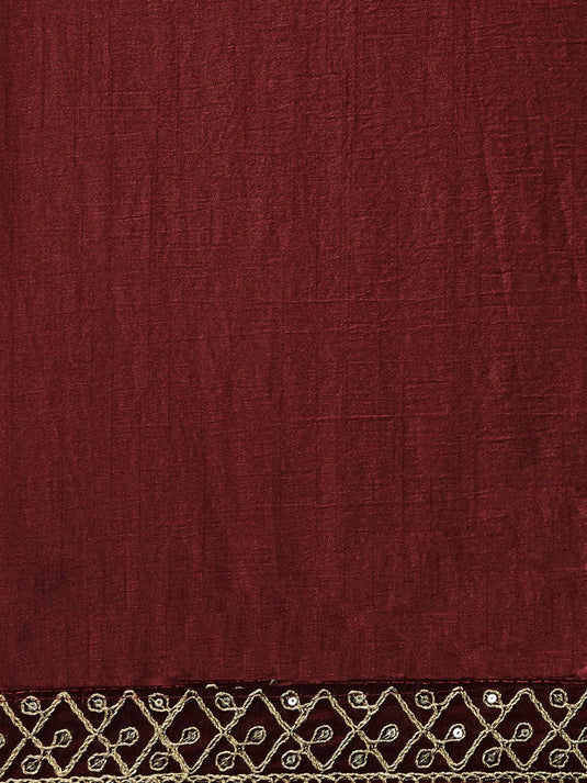 Villagius Embrodery  Sequence Partywear Silk Maroon Color CODING_MAROON Saree