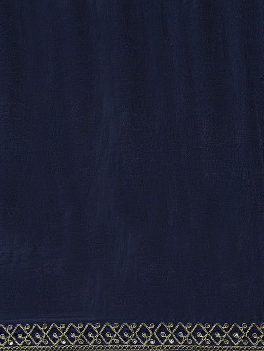 Villagius Embrodery  Sequence Partywear Silk Navy Blue Color CODING_NAVY Saree