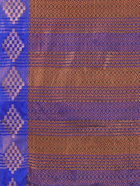 Villagius Woven Zari Border Everyday Cotton Silk Blue Color COPPER_BLUE Saree