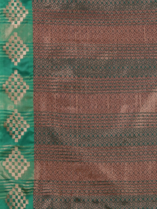 Villagius Woven Zari Border Everyday Cotton Silk Green Color COPPER_GREEN Saree