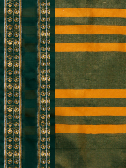 Villagius Woven Zari Border Everyday Cotton Silk Musturd Color DEVAKI_MUSTURDGREEN Saree