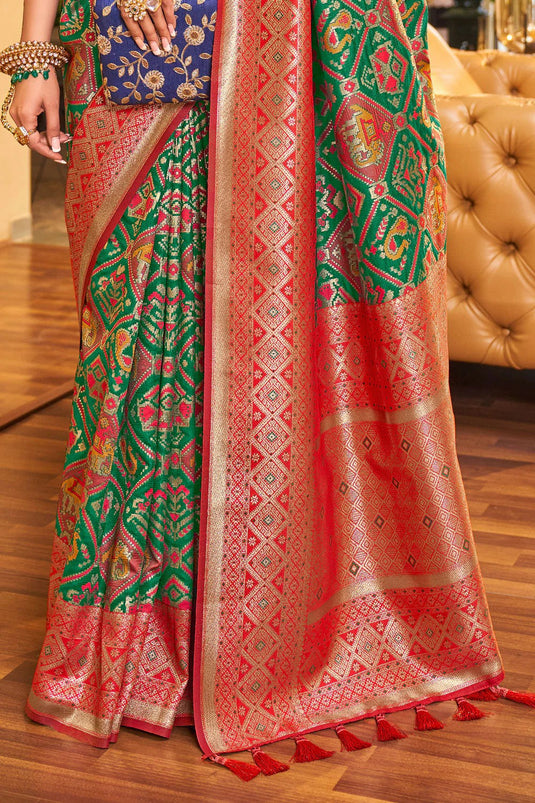 Divine Drapes Handcrafted Banarasi Silk Saree with Floral Motifs
