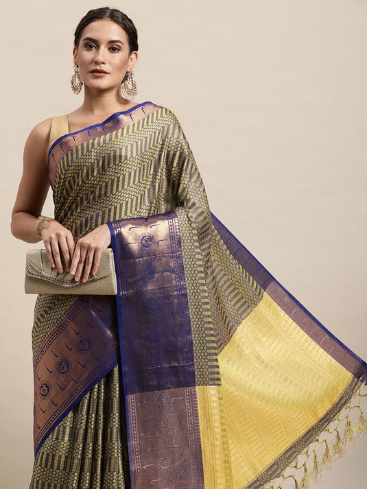 Villagius Jaccard Jaccard Embellished Zari Work Partywear Cotton Silk Blue Colour Hocky_Blue Saree