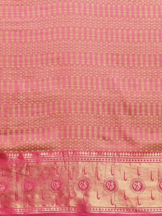 Villagius Jaccard Jaccard Embellished Zari Work Partywear Cotton Silk Pink Colour Hocky_Pink Saree