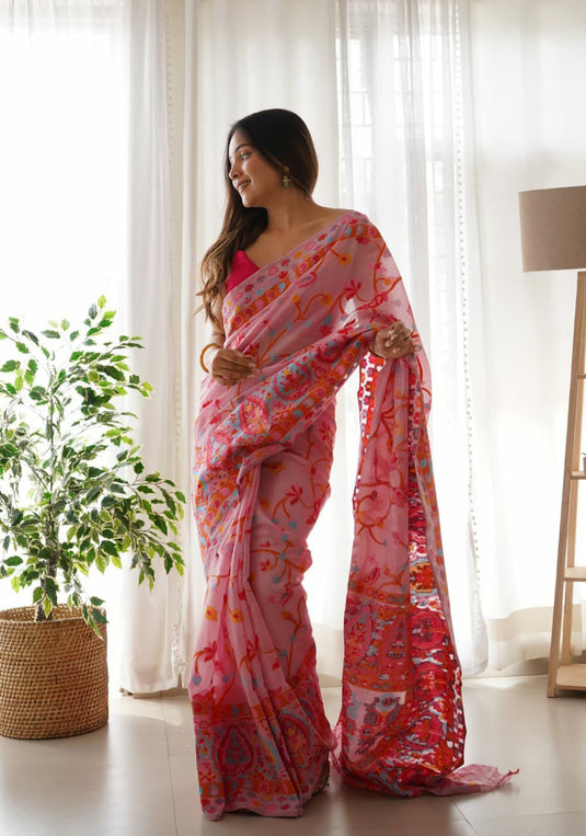 Villagius Pink Temptation Banarasi Saree