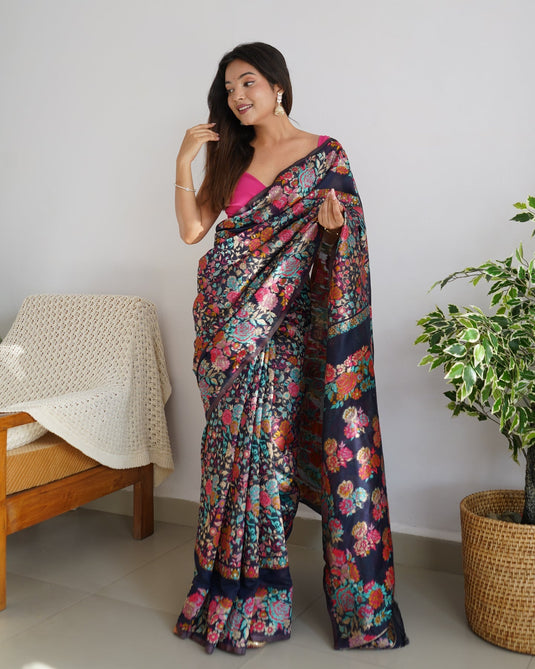 Villagius Blazing Bronze Banarasi Silk Sari