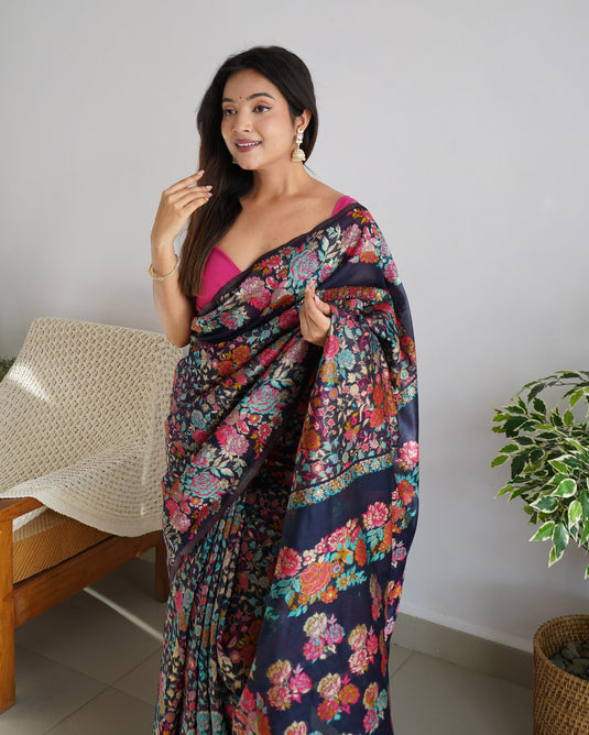 Villagius Blazing Bronze Banarasi Silk Sari