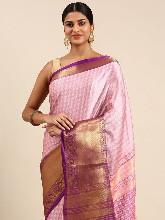 Villagius Jaccard Jaccard Embellished Zari Work Partywear Cotton Silk Peach Colour Isaro_Peach Saree