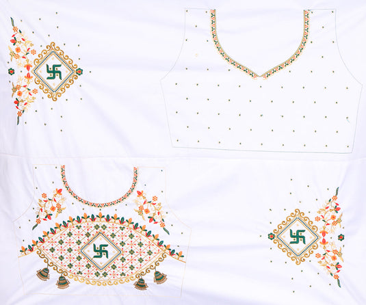 Villagius Navratra Speacial Embrodered Off White Unstiched Blouse