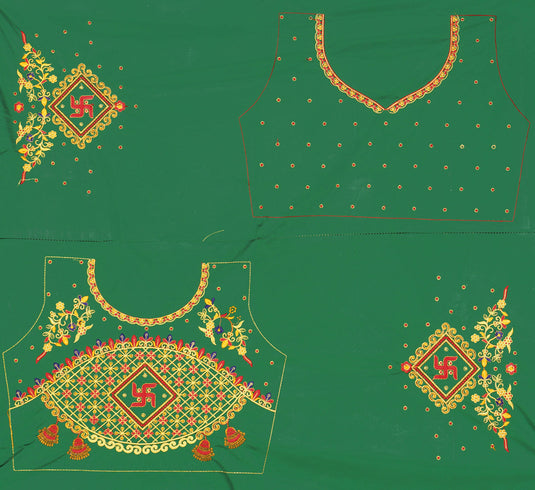 Villagius Garba Speacial Embrodered Green Unstiched Blouse