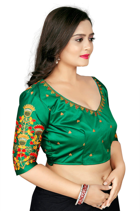 Villagius Navratra Wear Speacial Embrodered Green Unstiched Blouse