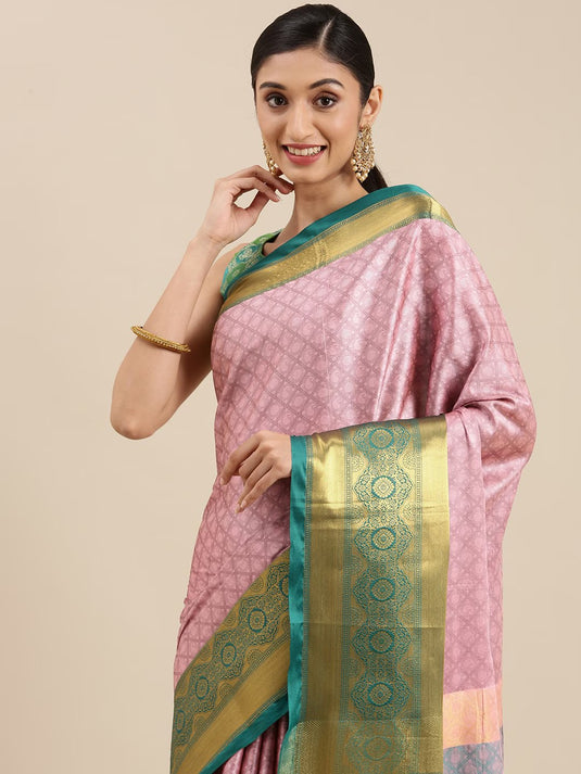 Villagius Jaccard Jaccard Embellished Zari Work Partywear Cotton Silk Gajari Colour Kgf_Babypink Saree