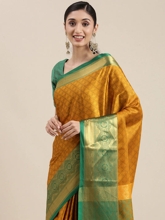 Villagius Jaccard Jaccard Embellished Zari Work Partywear Cotton Silk Gold Colour Kgf_Gold Saree