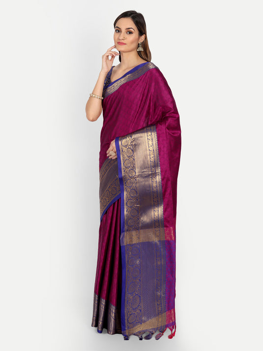 Villagius Jaccard Jaccard Embellished Zari Work Partywear Cotton Silk Pink Colour Malisha_Rani Saree