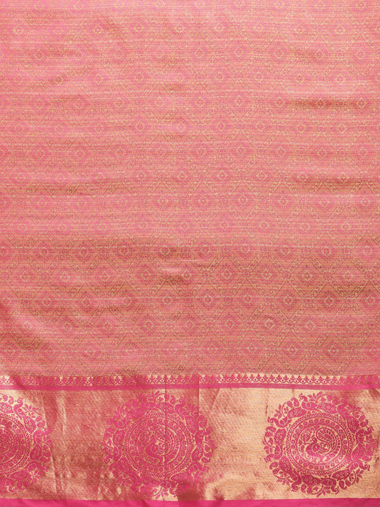 Villagius Jaccard Jaccard Embellished Zari Work Partywear Cotton Silk Pink Colour Shivanta_Pink Saree