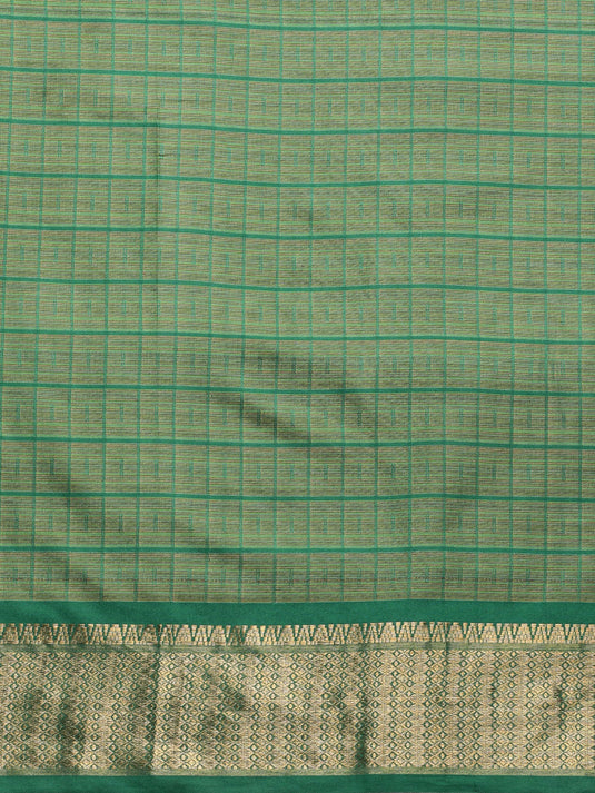 Villagius Jaccard Jaccard Embellished Zari Work Partywear Cotton Silk Green Colour Shivcheck_Green Saree