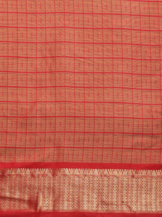 Villagius Jaccard Jaccard Embellished Zari Work Partywear Cotton Silk Red Colour Shivcheck_Red Saree