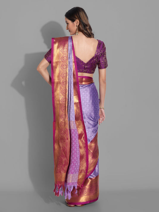 Villagius Jaccard Jaccard Embellished Zari Work Partywear Cotton Silk Purple Colour Shriya_Purple Saree